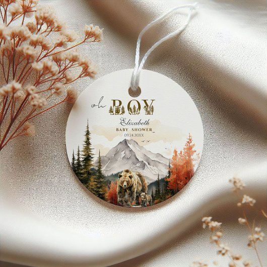 Charmant rustiek Beer bos "Oh Boy" Baby shower Bedankjes Labels