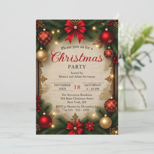 Charmant  rustiek kerstfeest kaart (Staand voorkant)