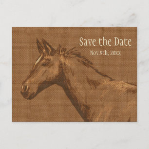 Charmant rustiek paard Save the Date Briefkaart
