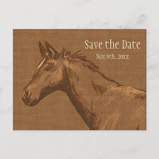 Charmant rustiek paard Save the Date Briefkaart (Voorkant)