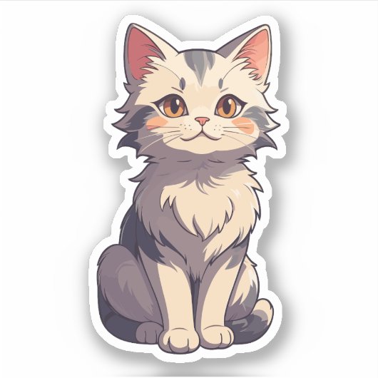 Charmant Schattige Kat ontwerp Sticker (Voorkant)