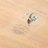 Charmant Schattige Koala Greenery Gold Baby shower Acryl Uitnodigingen (Laagn)