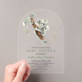 Charmant Schattige Koala Greenery Gold Baby shower Acryl Uitnodigingen (Insitu (Draagbaar))