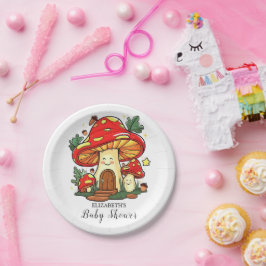 Charmant Schattige Paddestoel Baby shower Papieren Bordje