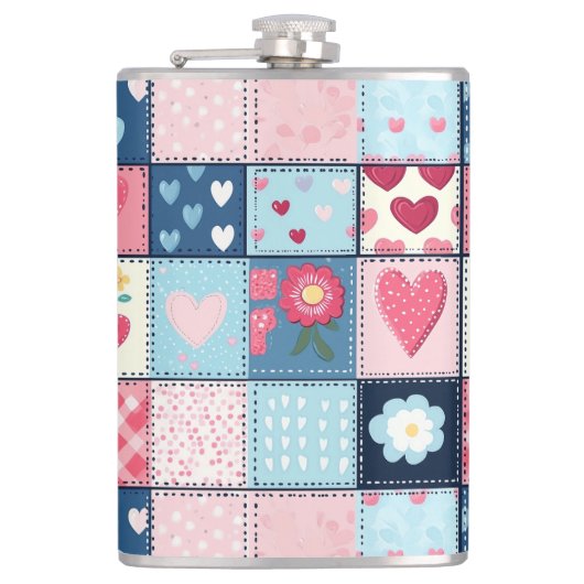 Charmant Schattige patchwork ontwerp Heupfles (Voorkant)