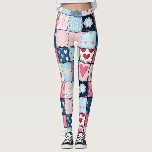 Charmant Schattige patchwork ontwerp Leggings (Voorkant)