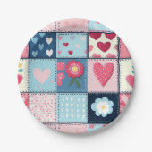 Charmant Schattige patchwork ontwerp Papieren Bordje (Voorkant)