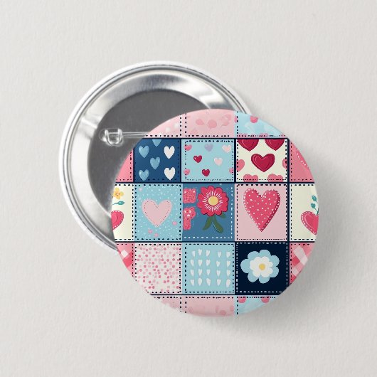 Charmant Schattige patchwork ontwerp Ronde Button 5,7 Cm (Voorkant /achterkant)
