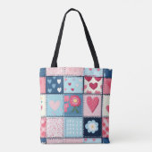 Charmant Schattige patchwork ontwerp Tote Bag (Achterkant)