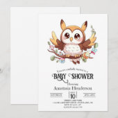 Charmant Schattige Uil Baby shower Kaart (Voorkant / Achterkant)