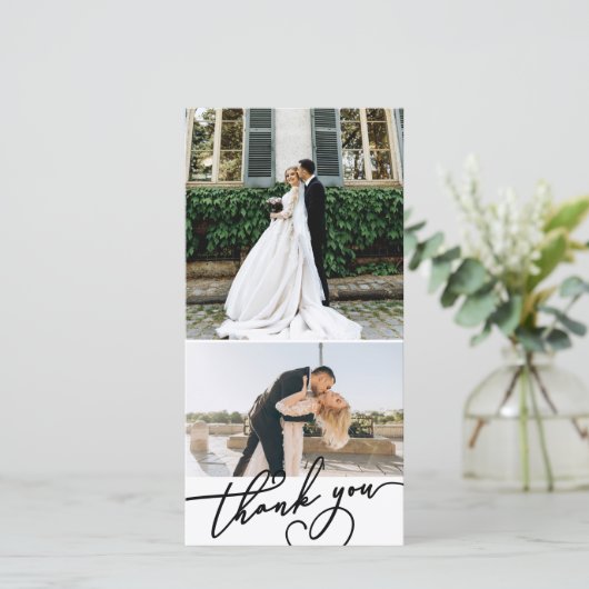 Charmant script Bedankt 2 trouwfoto's (Staand voorkant)