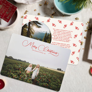 Charmant script kerstvakantie twee foto kaart