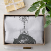 Charmant silhouet van een dame met  filigraan tissuepapier (Geschenk)