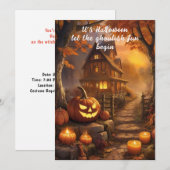 Charmant Spooky Halloween Cottage met pompoenen Bedankkaart (Voorkant / Achterkant)