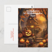 Charmant Spooky Halloween Cottage met pompoenen Briefkaart (Voorkant / Achterkant)