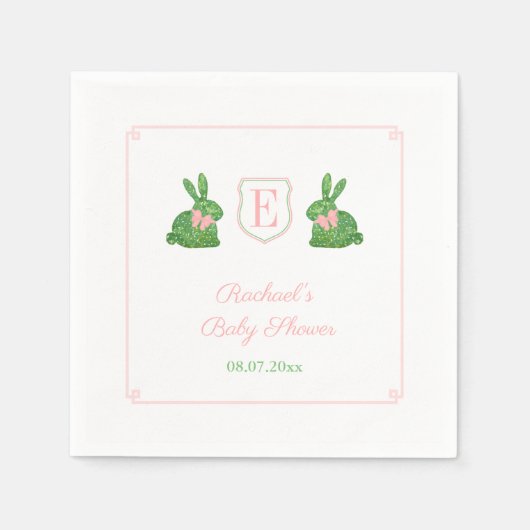 Charmant Spring Bunny Girl Baby shower Party Servet (Voorkant)