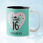 Charmant Sweet 16 gepersonaliseerd cadeau Tweekleurige Koffiemok