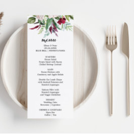 Charmant Tropisch Bloemen Groen Diner Menu Kaart