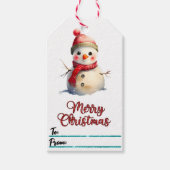 Charmant vakantie cadeau label met een sneeuwpop cadeaulabel (Voorkant)