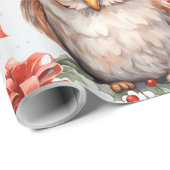 Charmant vakantie inpakpapier versierd met uilen (Rol Hoek)