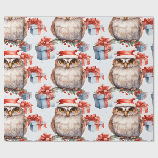 Charmant vakantie inpakpapier versierd met uilen (Vlak)