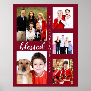 Charmant vakantiefamilie fotocollage monogram poster