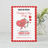 Charmant Valentijn's Day Party | Hart en Rozen Kaart (Staand voorkant)