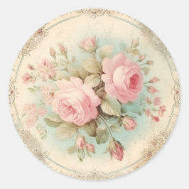 Charmant vervaagt, roze shabby chic ronde sticker