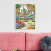 Charmant Victoriaans huisje genesteld Canvas Afdruk (Insitu (Woonkamer))