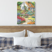 Charmant Victoriaans huisje genesteld Canvas Afdruk (Insitu (Slaapkamer))