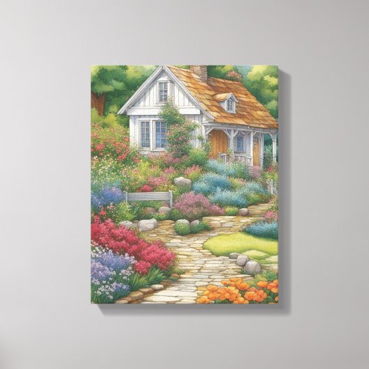 Charmant Victoriaans huisje genesteld Canvas Afdruk (Voorkant)