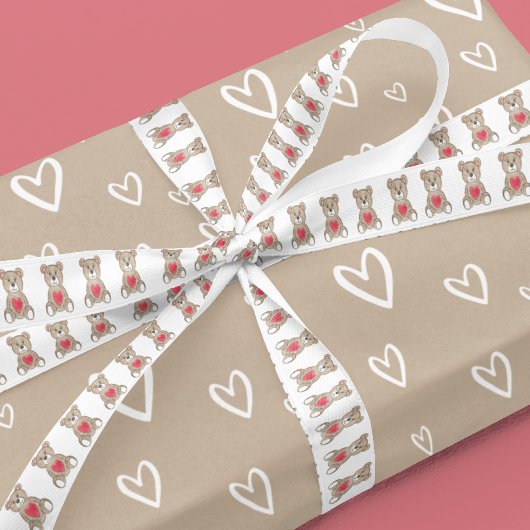 Charmant Waterverf Beer met witte achtergrond Satijnen Lint