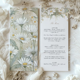 Charmant Wild Daisy Wedding Menu Delicate Bloemen Kaart