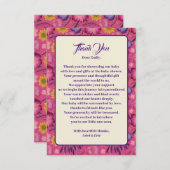 Charmant Wildflower Roze Baby shower Bedankkaart (Voorkant / Achterkant)