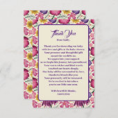 Charmant Wildflower Roze Baby shower Bedankkaart (Voorkant / Achterkant)