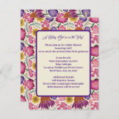 Charmant Wildflower Roze Baby shower Briefkaart (Voorkant / Achterkant)