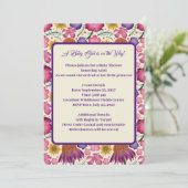 Charmant Wildflower Roze Baby shower Kaart (Staand voorkant)