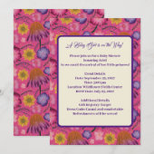 Charmant Wildflower Roze Baby shower Kaart (Voorkant / Achterkant)