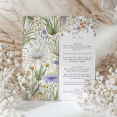 Charmant Wildflower Wedding Menu Delicate Pastel Kaart