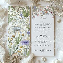 Charmant Wildflower Wedding Menu Delicate Pastel Kaart