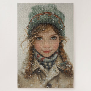 Charmant Winterportret Jonge Meisje Legpuzzel