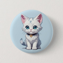 Charmant wit kattenontwerp ronde button 5,7 cm