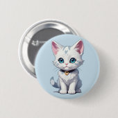 Charmant wit kattenontwerp ronde button 5,7 cm (Voorkant /achterkant)