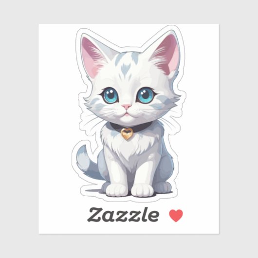 Charmant wit kattenontwerp sticker (Vel)