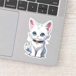 Charmant wit kattenontwerp sticker