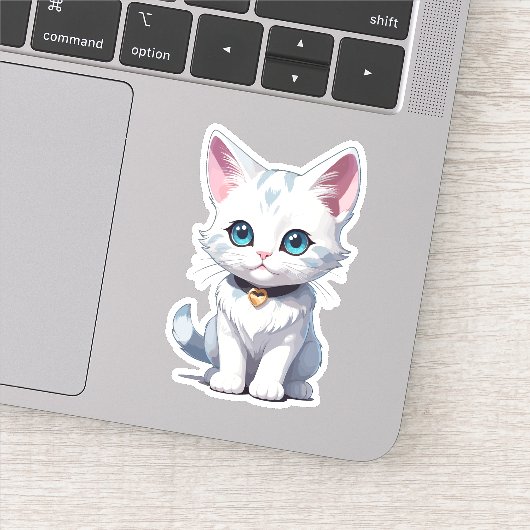 Charmant wit kattenontwerp sticker (Detail)