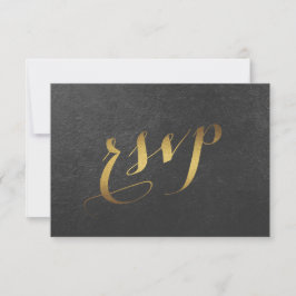 Charmant zwart goud folie trouw-RSVP RSVP Kaartje