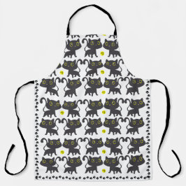 Charmant zwart kat ontwerp schort
