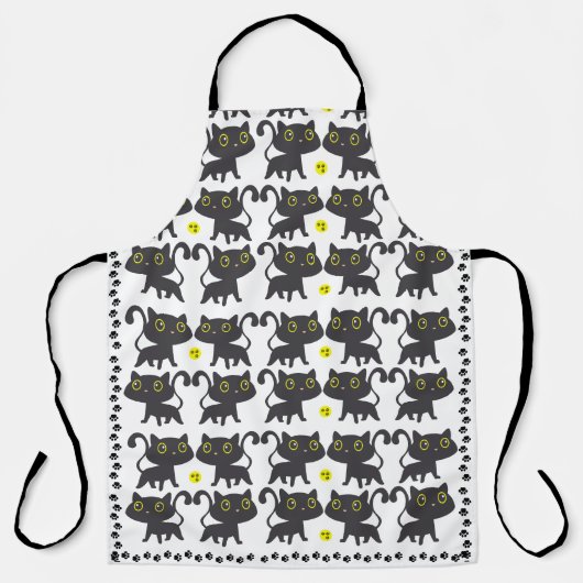 Charmant zwart kat ontwerp schort (Voorkant)