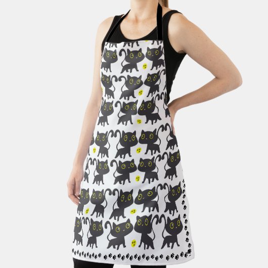 Charmant zwart kat ontwerp schort (Insitu)